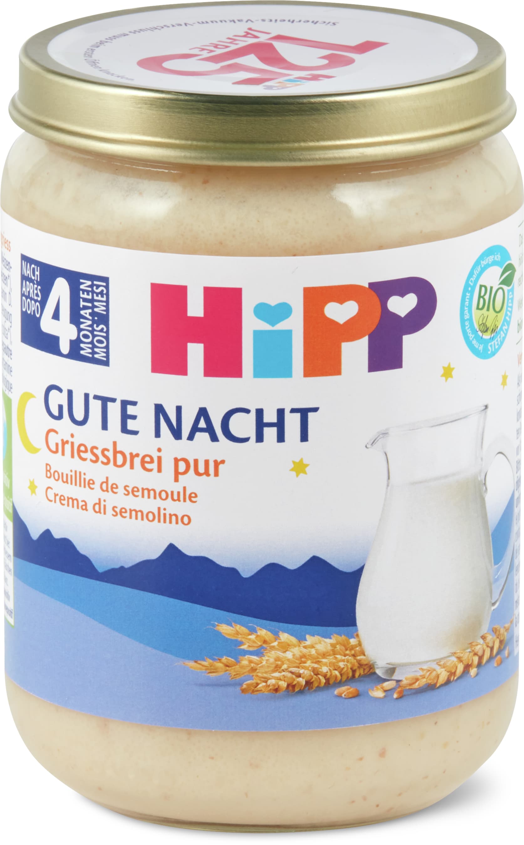 Hipp Gute Nacht Griessbrei pur Bio, nach 4 Monaten 190g